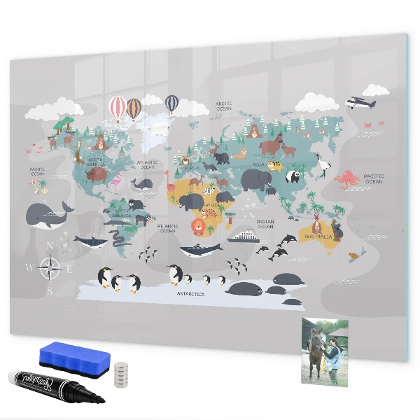 Magnetic dry erase board Adventure map with places to discover