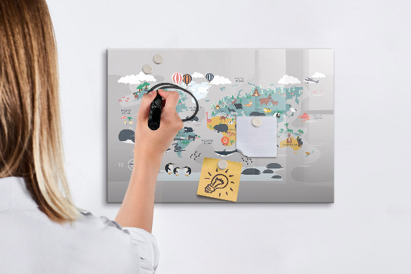 Magnetic dry erase board Adventure map with places to discover