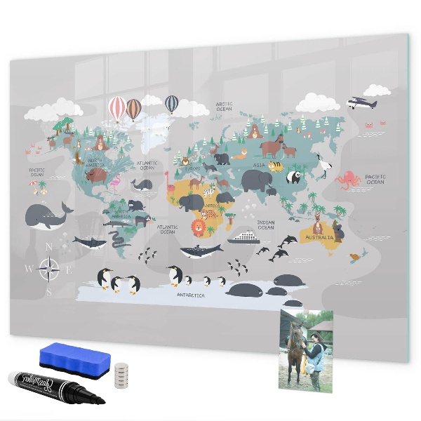 Magnetic dry erase board Adventure map with places to discover