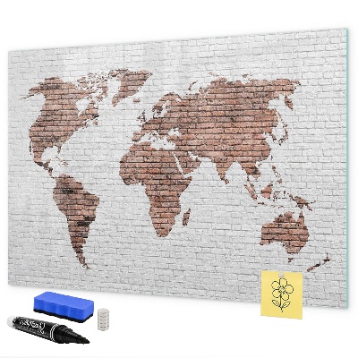 Dry erase board magnetic World map with photo locations