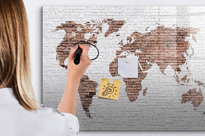 Dry erase board magnetic World map with photo locations