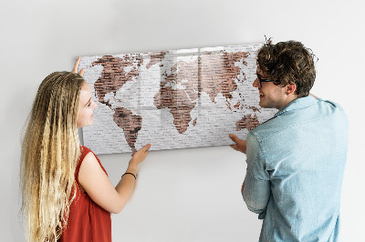 Dry erase board magnetic World map with photo locations
