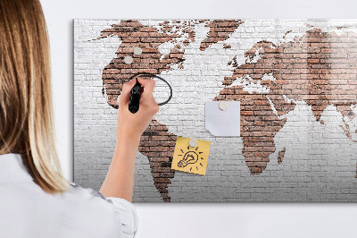 Dry erase board magnetic World map with photo locations