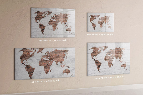 Dry erase board magnetic World map with photo locations