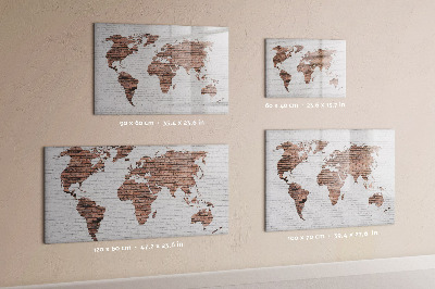 Dry erase board magnetic World map with photo locations