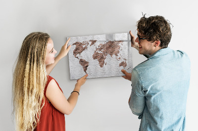 Dry erase board magnetic World map with photo locations