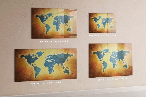Magnetic dry erase board World map with space for photos