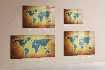 Magnetic dry erase board World map with space for photos