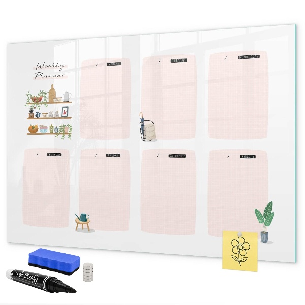 Magnetic dry erase board Weekly planner with space for photos
