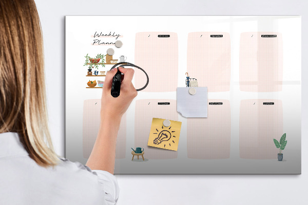 Magnetic dry erase board Weekly planner with space for photos
