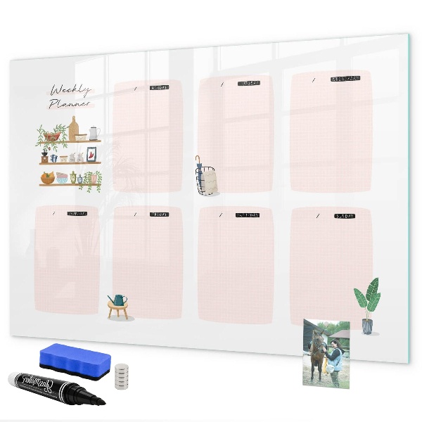 Magnetic dry erase board Weekly planner with space for photos