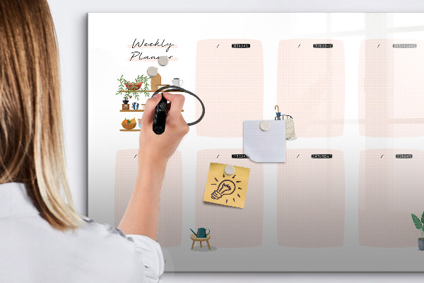 Magnetic dry erase board Weekly planner with space for photos