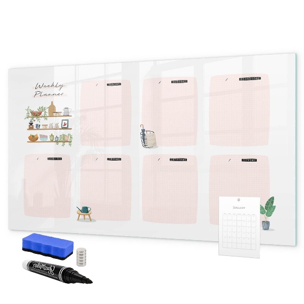 Magnetic dry erase board Weekly planner with space for photos