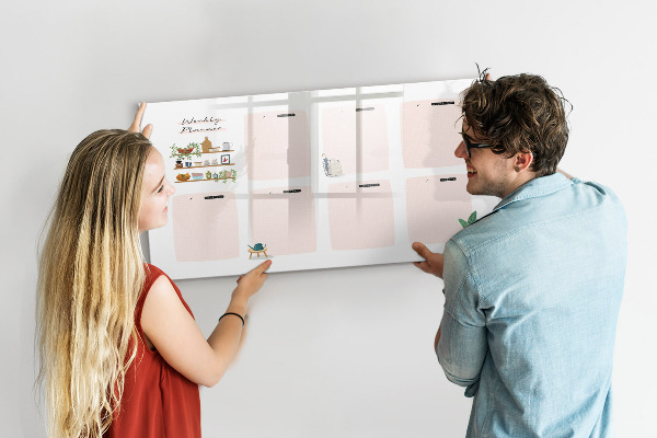 Magnetic dry erase board Weekly planner with space for photos