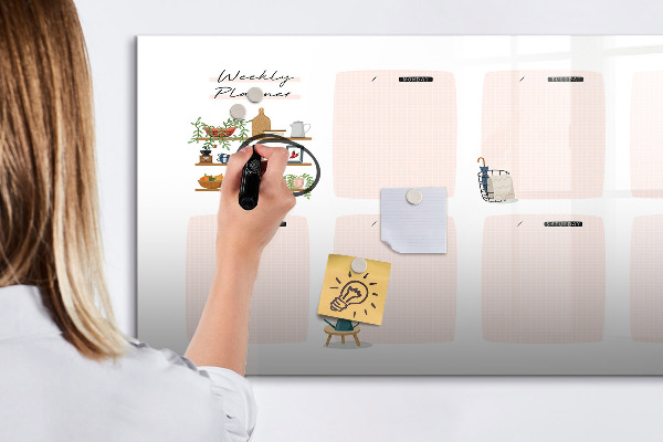 Magnetic dry erase board Weekly planner with space for photos