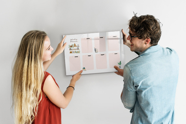 Magnetic dry erase board Weekly planner with space for photos