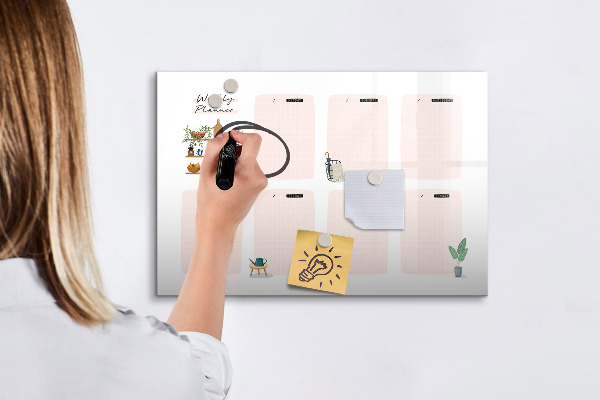 Magnetic dry erase board Weekly planner with space for photos
