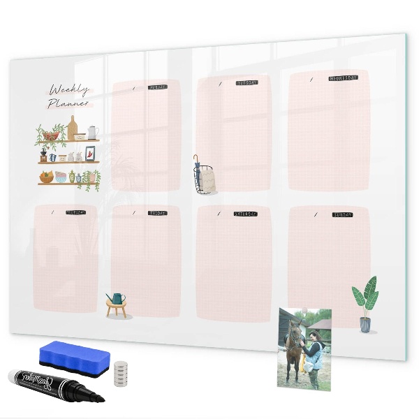 Magnetic dry erase board Weekly planner with space for photos