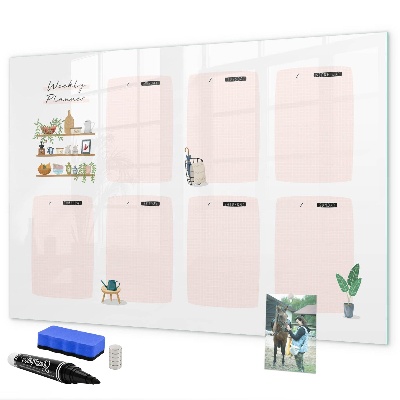 Magnetic dry erase board Weekly planner with space for photos