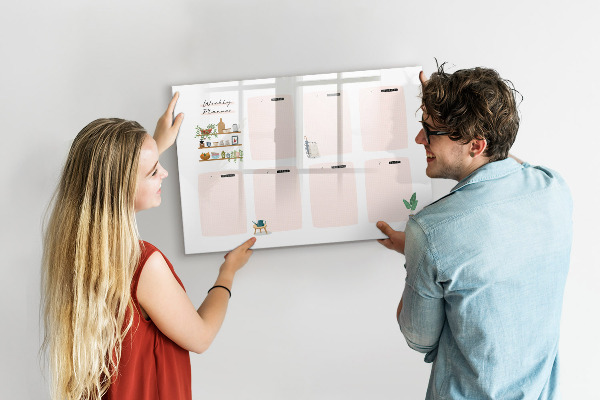 Magnetic dry erase board Weekly planner with space for photos