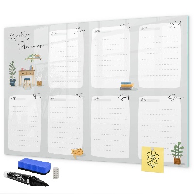 Dry erase board magnetic Weekly planner with space for photos