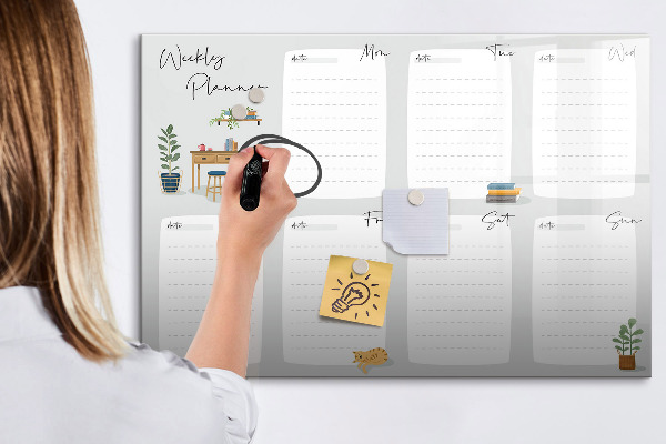 Dry erase board magnetic Weekly planner with space for photos