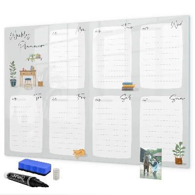 Dry erase board magnetic Weekly planner with space for photos