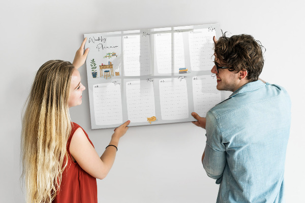 Dry erase board magnetic Weekly planner with space for photos