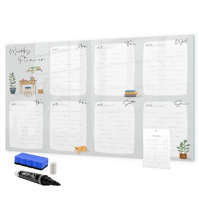 Dry erase board magnetic Weekly planner with space for photos