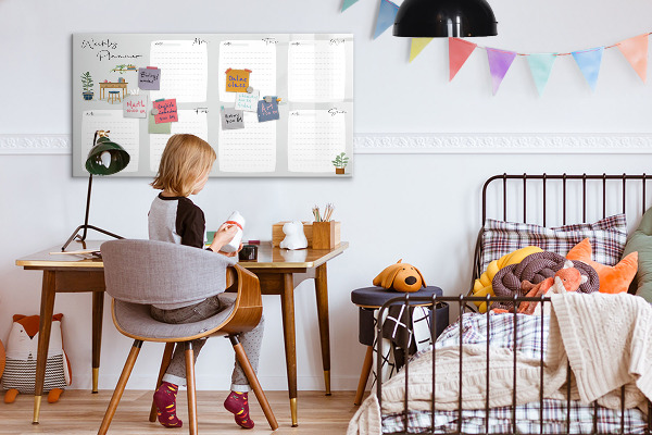 Dry erase board magnetic Weekly planner with space for photos