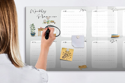 Dry erase board magnetic Weekly planner with space for photos
