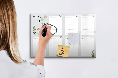 Dry erase board magnetic Weekly planner with space for photos
