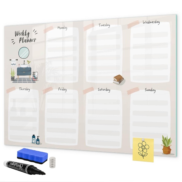 Magnetic dry erase board Weekly planner with space for photos