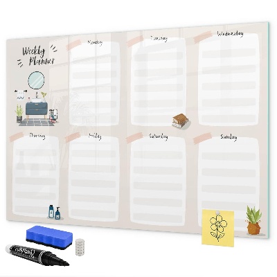 Magnetic dry erase board Weekly planner with space for photos