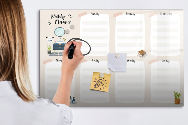 Magnetic dry erase board Weekly planner with space for photos