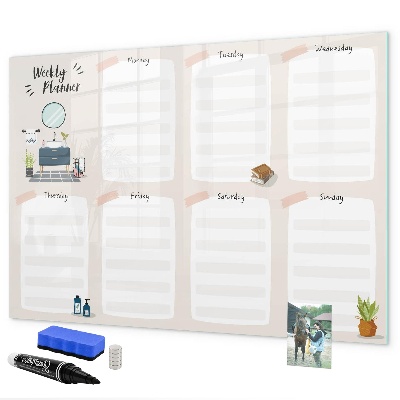 Magnetic dry erase board Weekly planner with space for photos