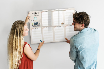 Magnetic dry erase board Weekly planner with space for photos