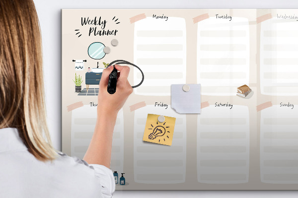 Magnetic dry erase board Weekly planner with space for photos