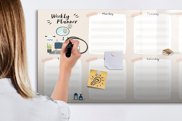 Magnetic dry erase board Weekly planner with space for photos