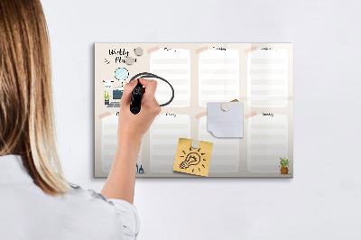 Magnetic dry erase board Weekly planner with space for photos