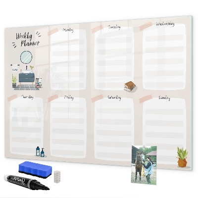 Magnetic dry erase board Weekly planner with space for photos