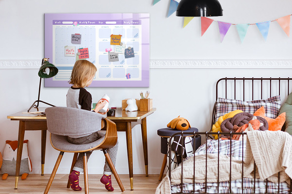 Dry erase board magnetic Monthly planner with space for photos