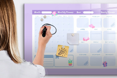 Dry erase board magnetic Monthly planner with space for photos