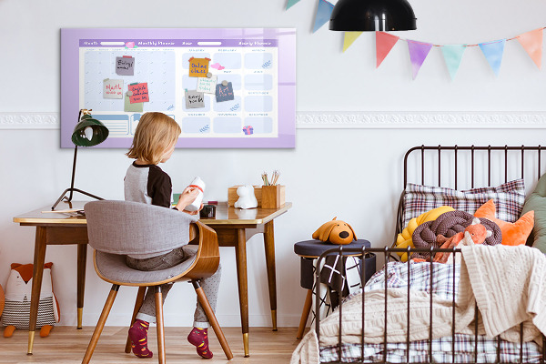 Dry erase board magnetic Monthly planner with space for photos