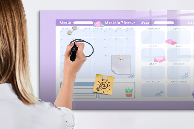 Dry erase board magnetic Monthly planner with space for photos