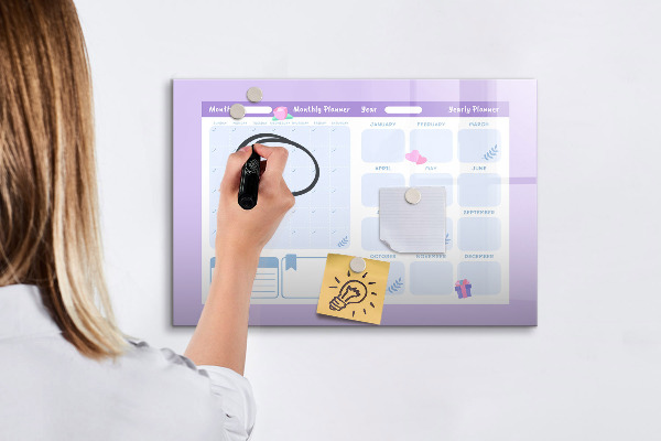 Dry erase board magnetic Monthly planner with space for photos