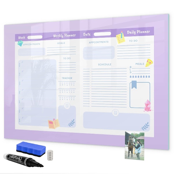 Magnetic dry erase board Weekly planner with space for photos