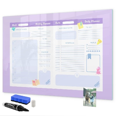 Magnetic dry erase board Weekly planner with space for photos