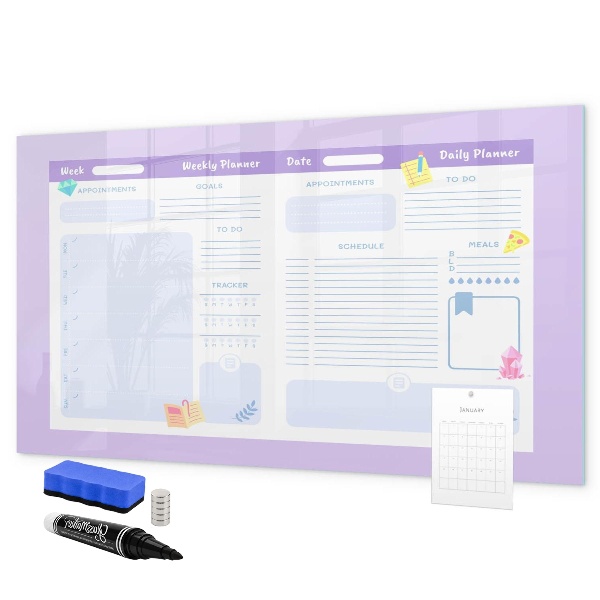 Magnetic dry erase board Weekly planner with space for photos