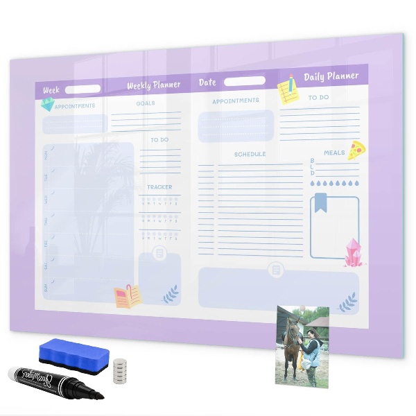 Magnetic dry erase board Weekly planner with space for photos